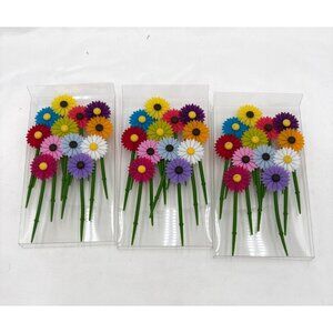 Trudeau Silicone Daisy Flower Wine Charms / Drink Markers - Set of 36